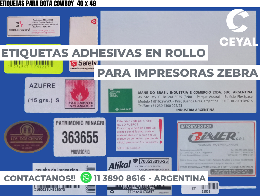 ETIQUETAS PARA BOTA COWBOY  40 x 49
