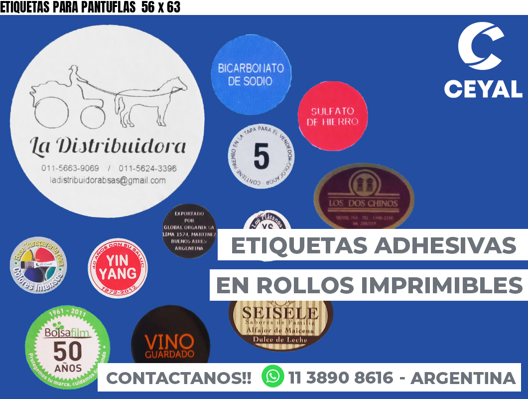 ETIQUETAS PARA PANTUFLAS  56 x 63