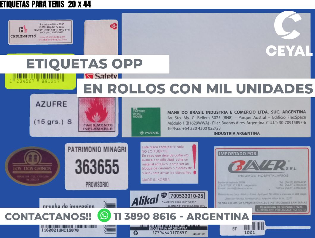 ETIQUETAS PARA TENIS  20 x 44