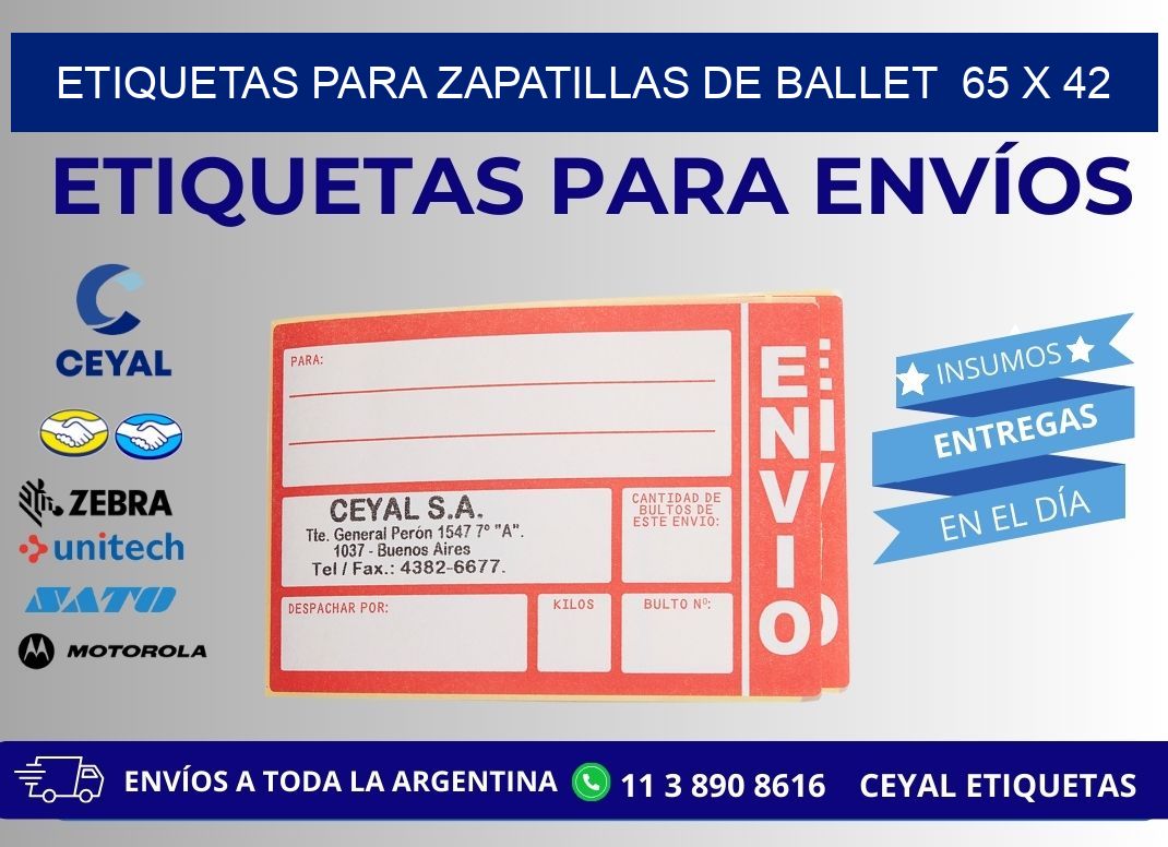 ETIQUETAS PARA ZAPATILLAS DE BALLET 65 x 42