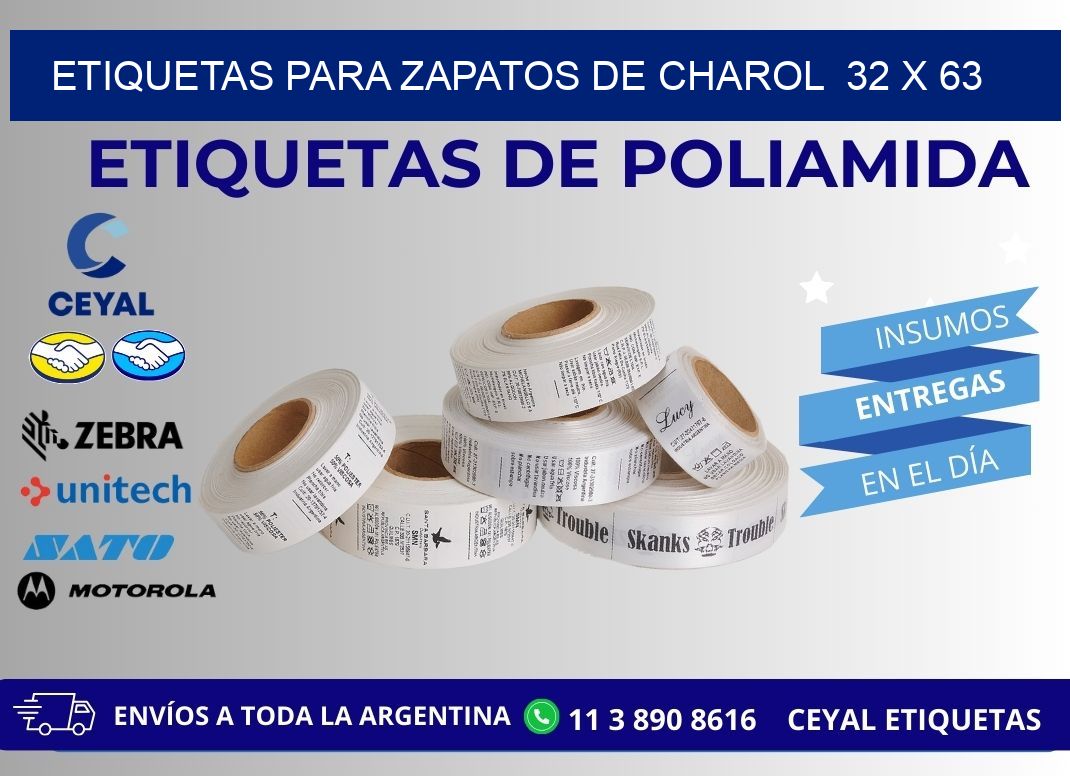 ETIQUETAS PARA ZAPATOS DE CHAROL  32 x 63