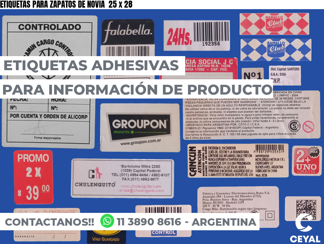 ETIQUETAS PARA ZAPATOS DE NOVIA  25 x 28