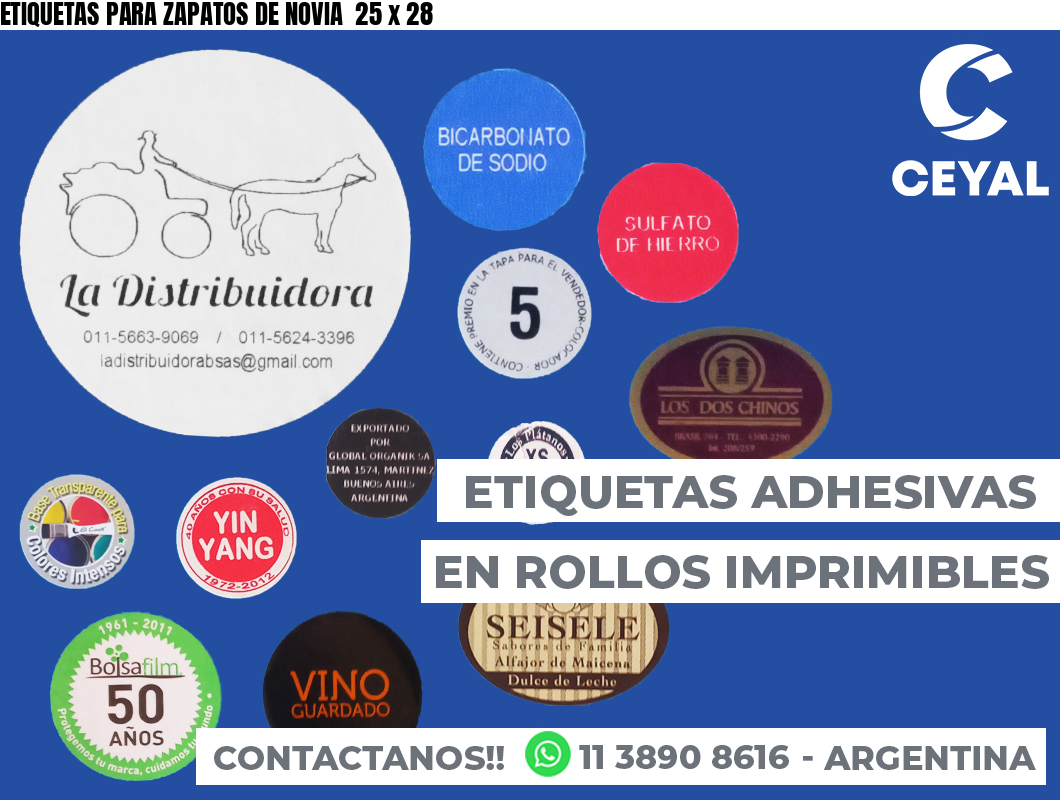 ETIQUETAS PARA ZAPATOS DE NOVIA 25 x 28