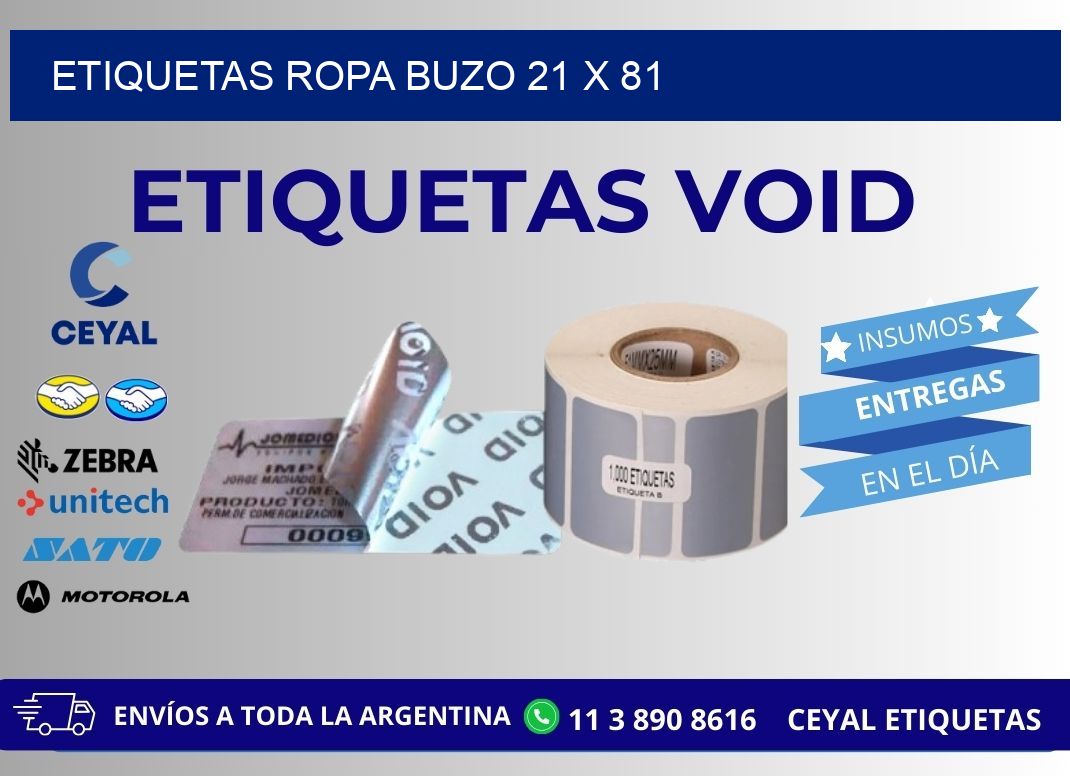 ETIQUETAS ROPA BUZO 21 x 81