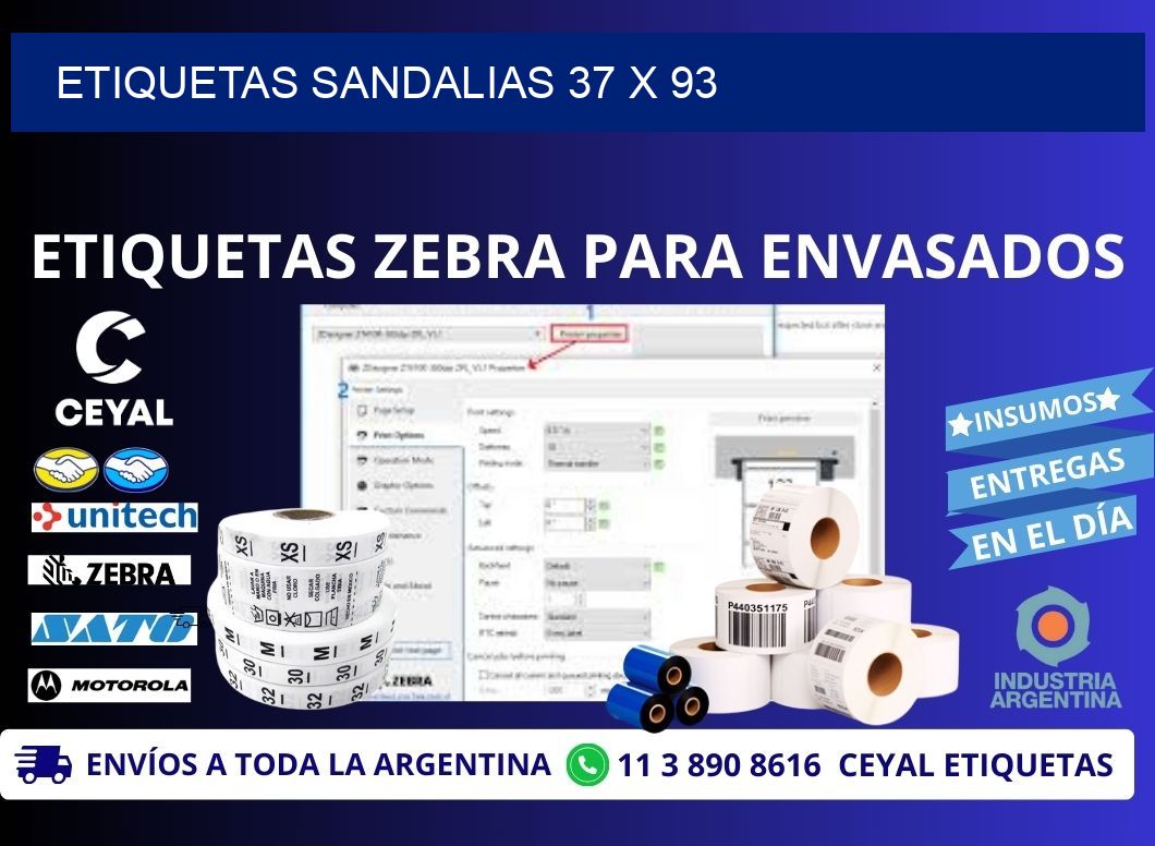 ETIQUETAS SANDALIAS 37 x 93