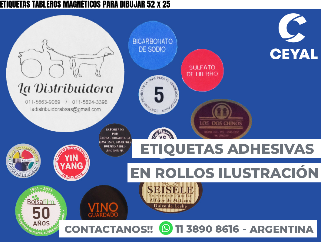 ETIQUETAS TABLEROS MAGNÉTICOS PARA DIBUJAR 52 x 25