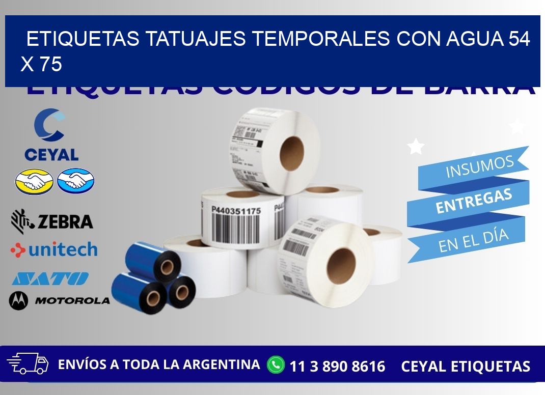 ETIQUETAS TATUAJES TEMPORALES CON AGUA 54 x 75