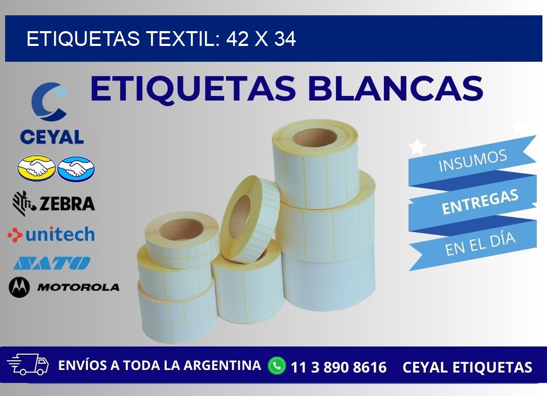 ETIQUETAS TEXTIL: 42 x 34