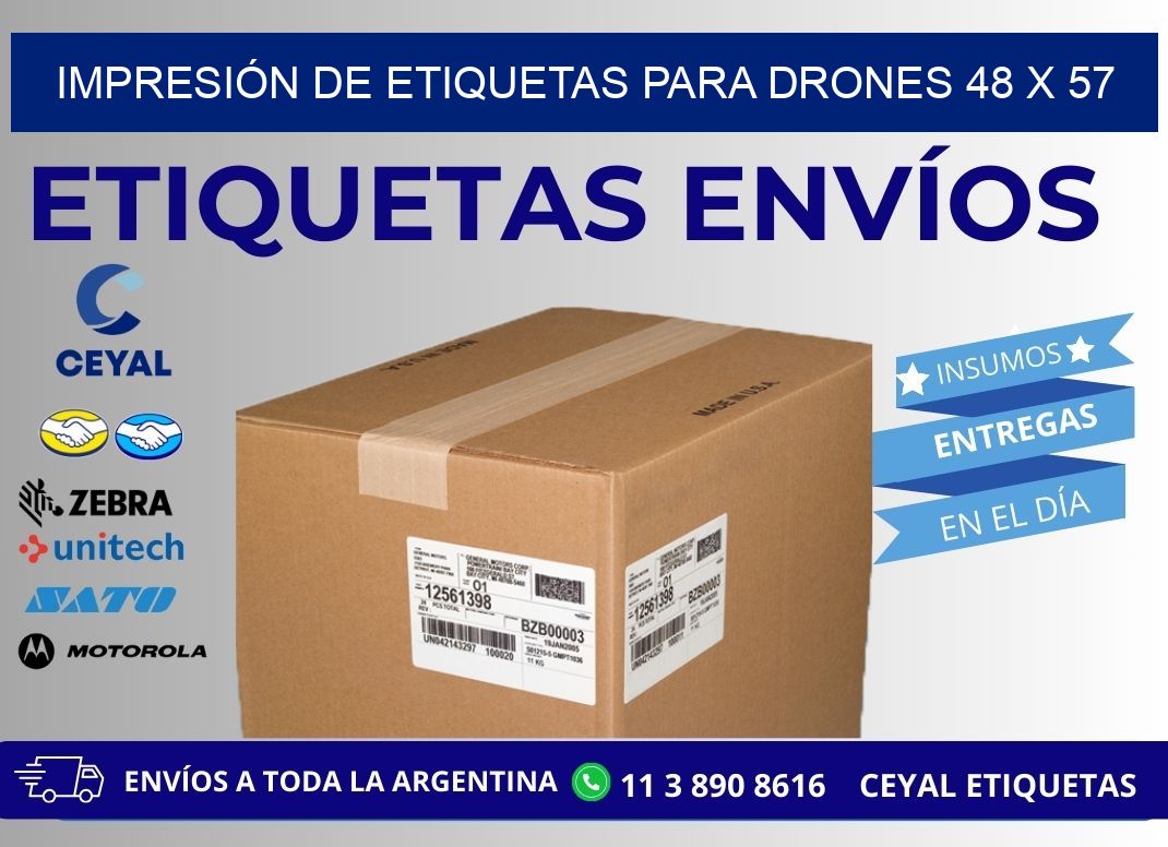 IMPRESIÓN DE ETIQUETAS PARA DRONES 48 x 57