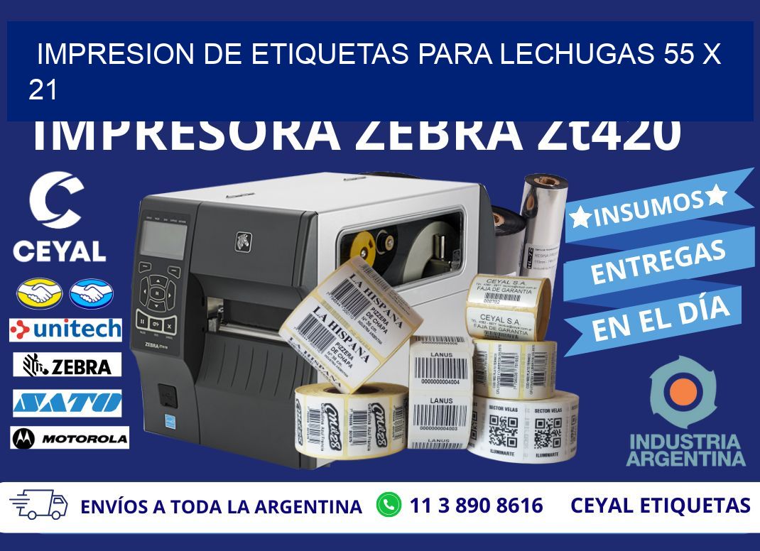 IMPRESION DE ETIQUETAS PARA LECHUGAS 55 x 21