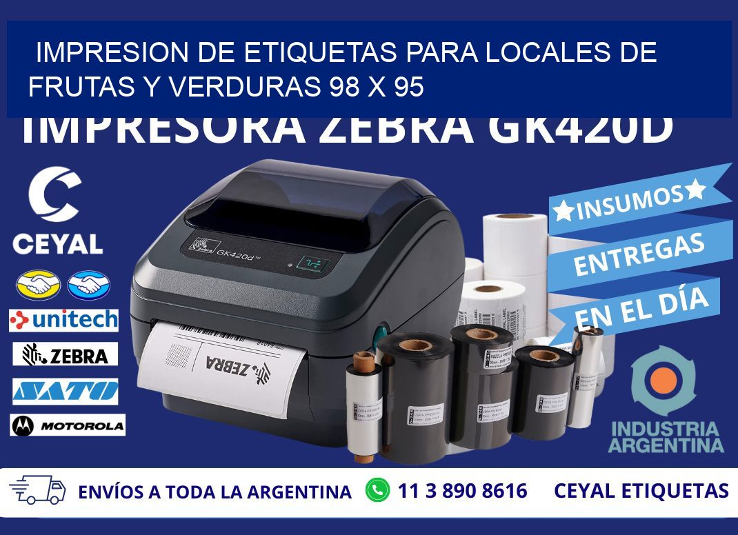 IMPRESION DE ETIQUETAS PARA LOCALES DE FRUTAS Y VERDURAS 98 x 95