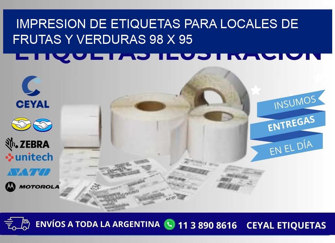 IMPRESION DE ETIQUETAS PARA LOCALES DE FRUTAS Y VERDURAS 98 x 95