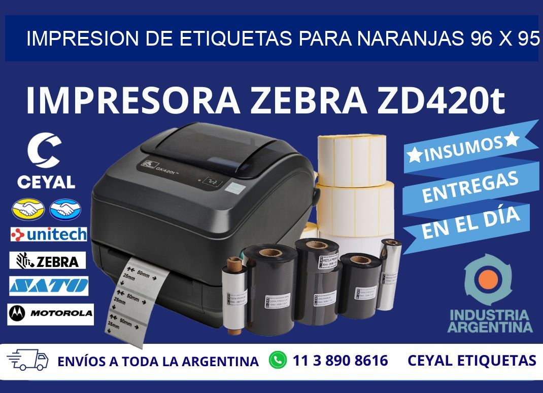 IMPRESION DE ETIQUETAS PARA NARANJAS 96 x 95