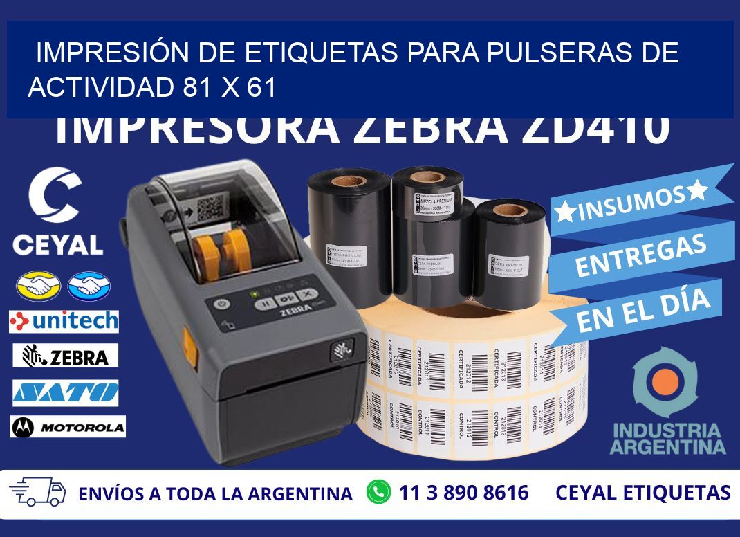 IMPRESIÓN DE ETIQUETAS PARA PULSERAS DE ACTIVIDAD 81 x 61