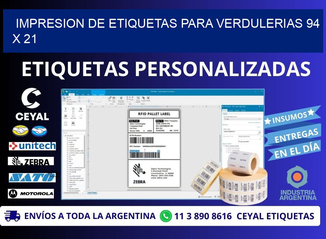 IMPRESION DE ETIQUETAS PARA VERDULERIAS 94 x 21
