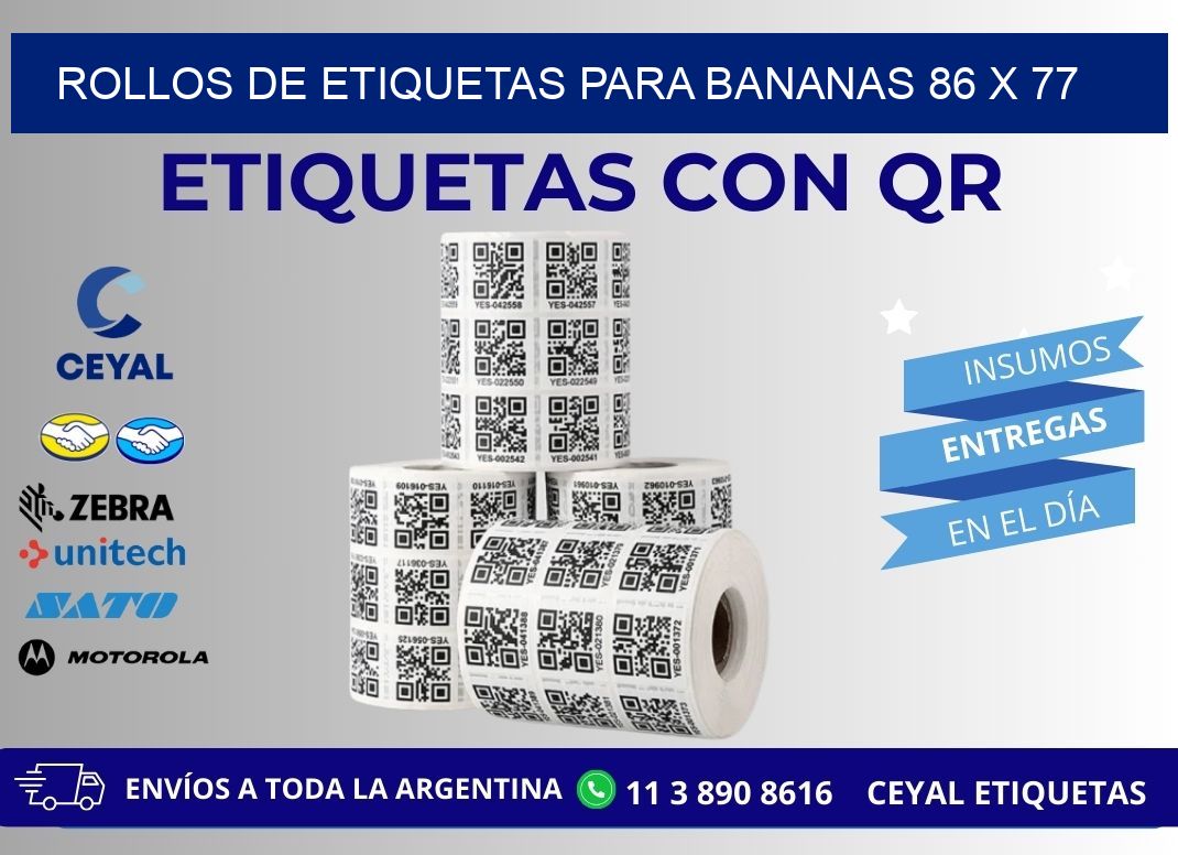 ROLLOS DE ETIQUETAS PARA BANANAS 86 x 77