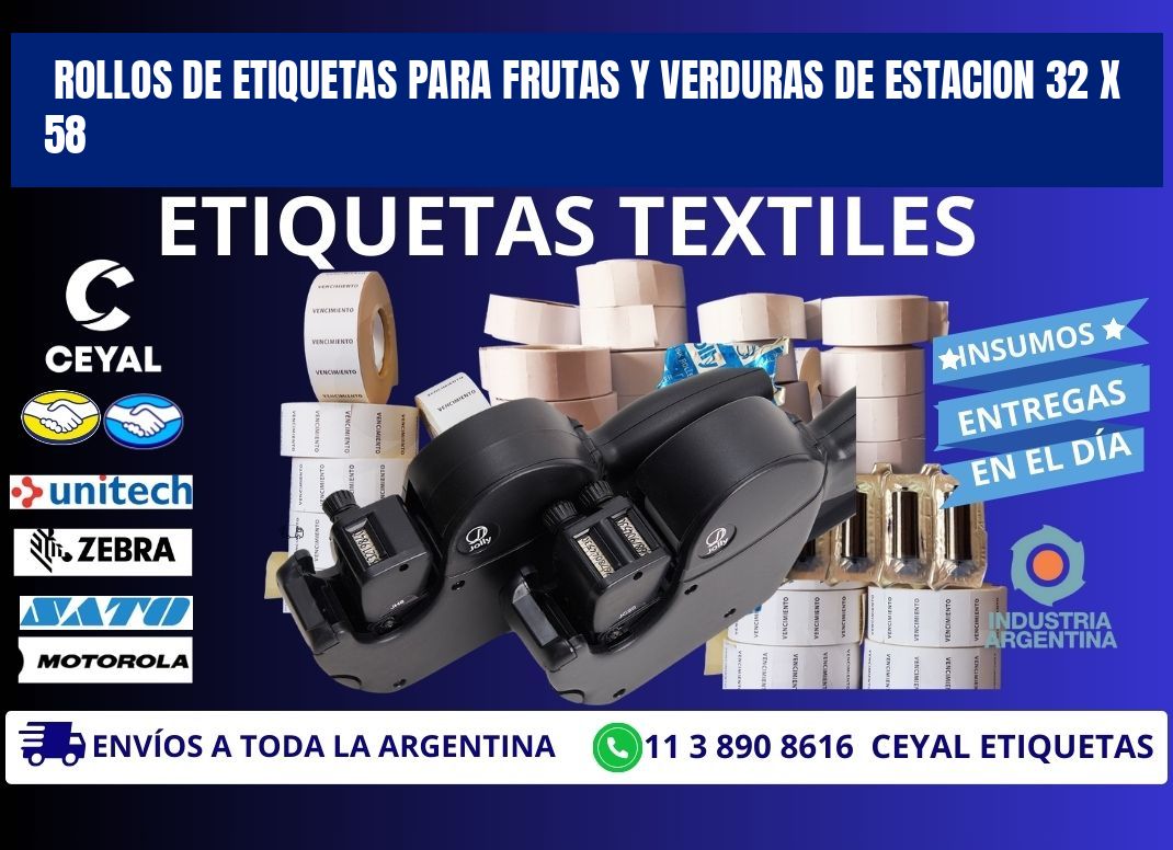 ROLLOS DE ETIQUETAS PARA FRUTAS Y VERDURAS DE ESTACION 32 x 58