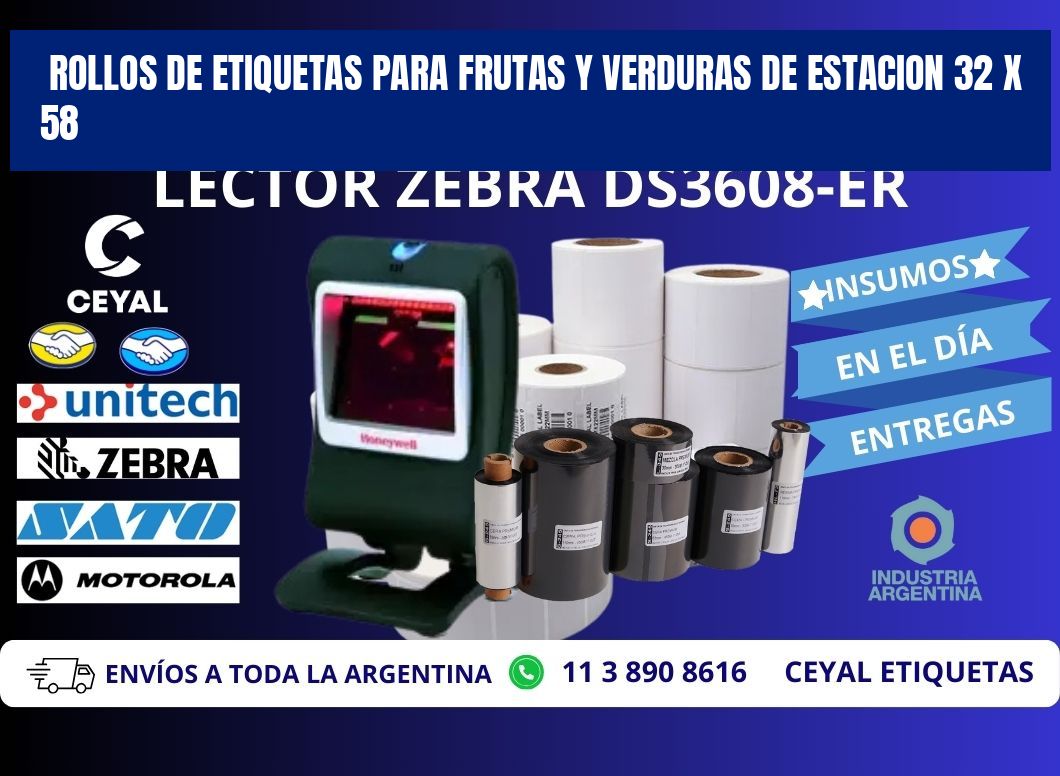 ROLLOS DE ETIQUETAS PARA FRUTAS Y VERDURAS DE ESTACION 32 x 58