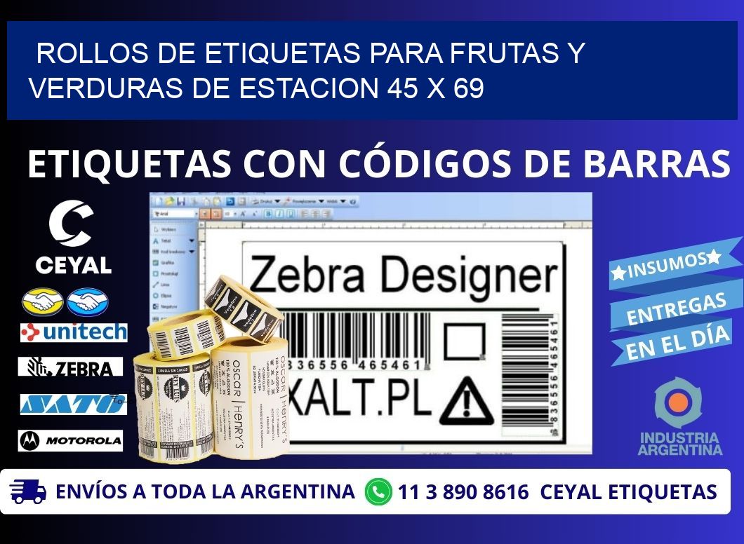ROLLOS DE ETIQUETAS PARA FRUTAS Y VERDURAS DE ESTACION 45 x 69