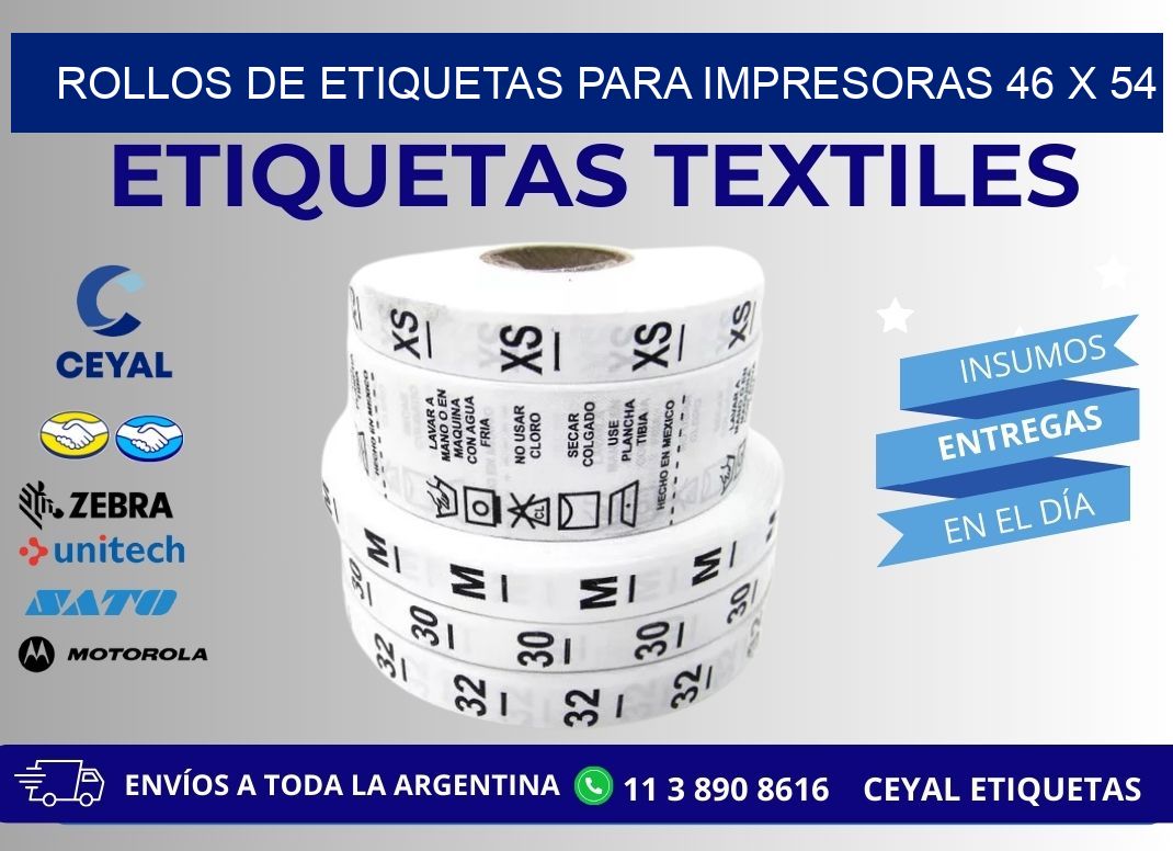ROLLOS DE ETIQUETAS PARA IMPRESORAS 46 x 54