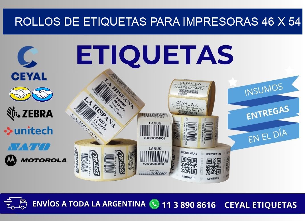 ROLLOS DE ETIQUETAS PARA IMPRESORAS 46 x 54