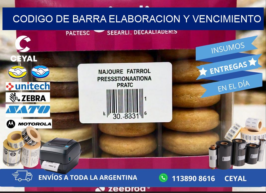 codigo de barra ELABORACION Y VENCIMIENTO