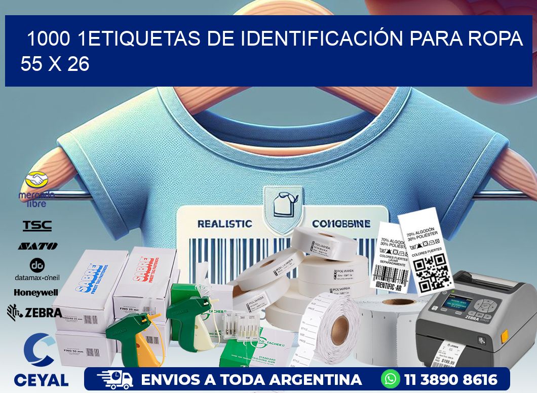 1000 1ETIQUETAS DE IDENTIFICACIÓN PARA ROPA 55 x 26