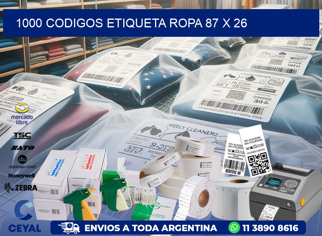 1000 CODIGOS ETIQUETA ROPA 87 x 26