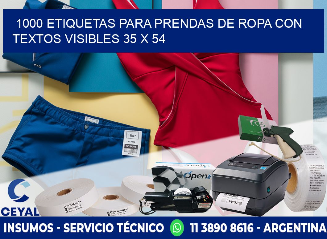 1000 ETIQUETAS PARA PRENDAS DE ROPA CON TEXTOS VISIBLES 35 x 54