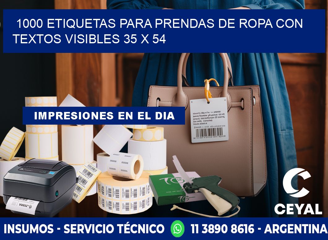 1000 ETIQUETAS PARA PRENDAS DE ROPA CON TEXTOS VISIBLES 35 x 54