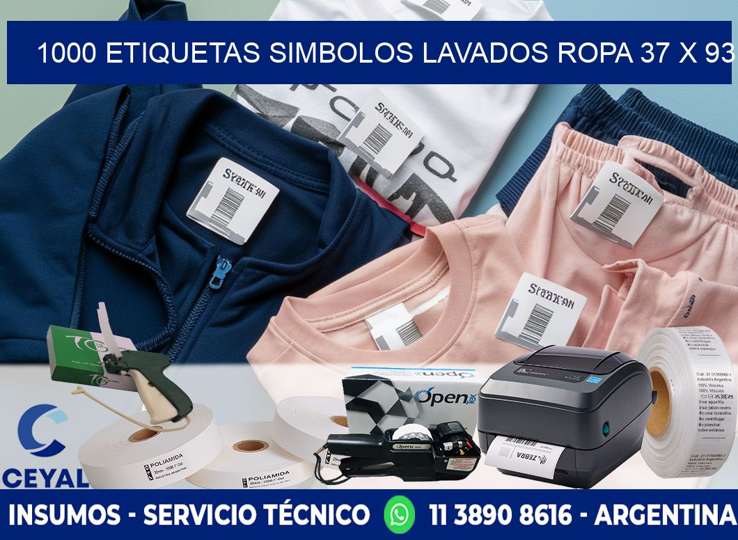 1000 ETIQUETAS SIMBOLOS LAVADOS ROPA 37 x 93