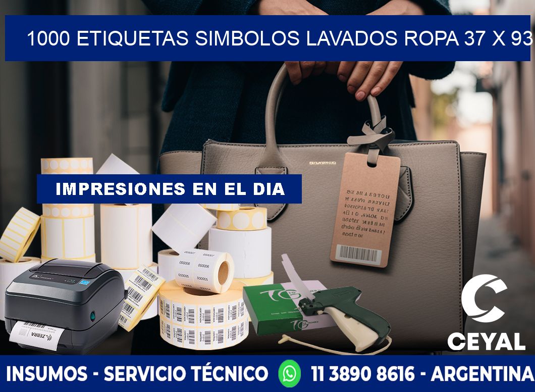 1000 ETIQUETAS SIMBOLOS LAVADOS ROPA 37 x 93