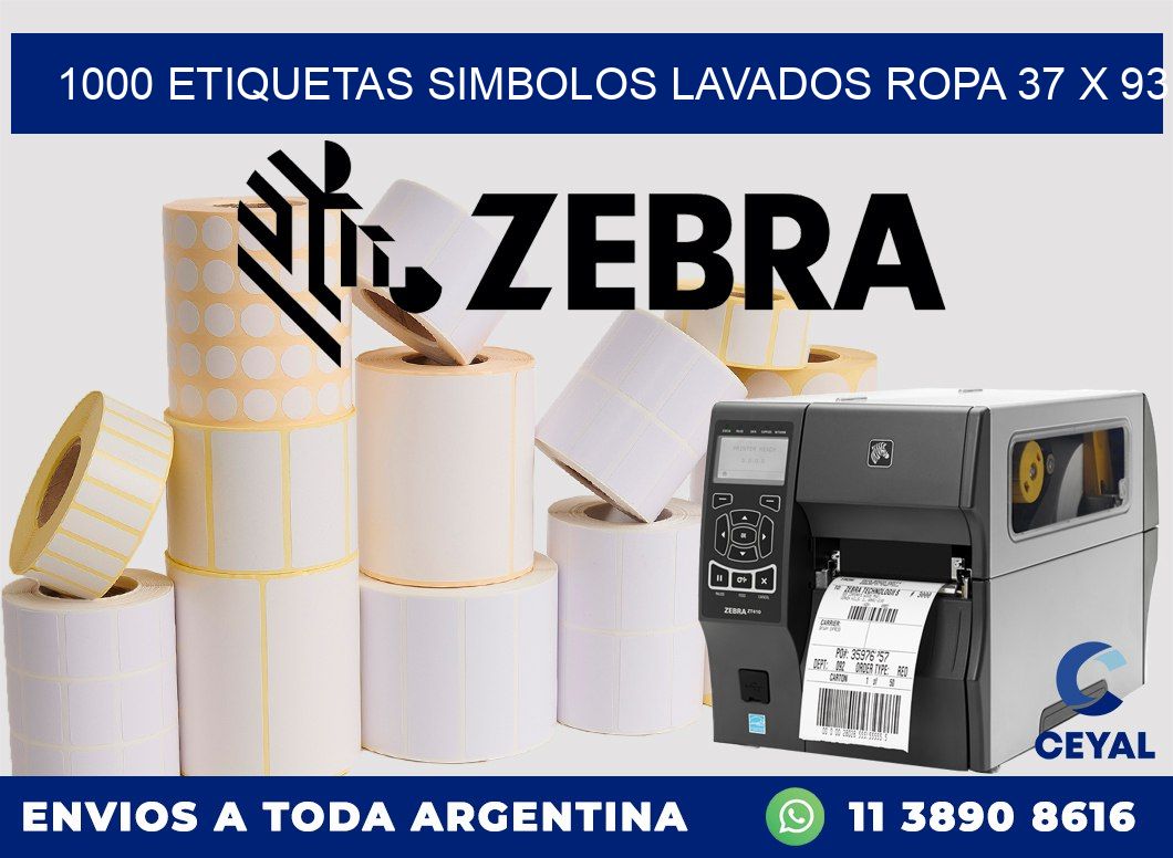 1000 ETIQUETAS SIMBOLOS LAVADOS ROPA 37 x 93