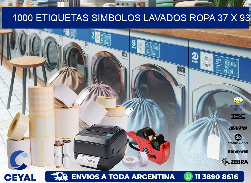 1000 ETIQUETAS SIMBOLOS LAVADOS ROPA 37 x 93