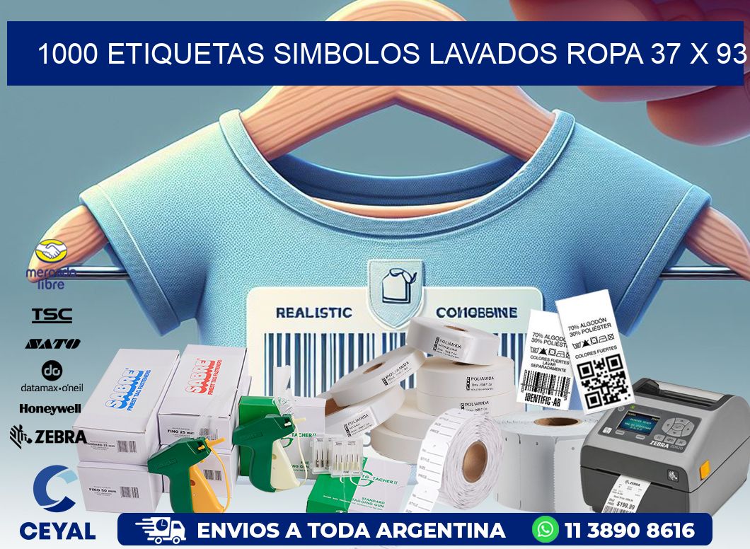 1000 ETIQUETAS SIMBOLOS LAVADOS ROPA 37 x 93