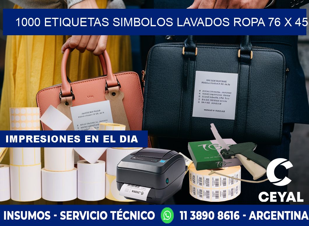 1000 ETIQUETAS SIMBOLOS LAVADOS ROPA 76 x 45