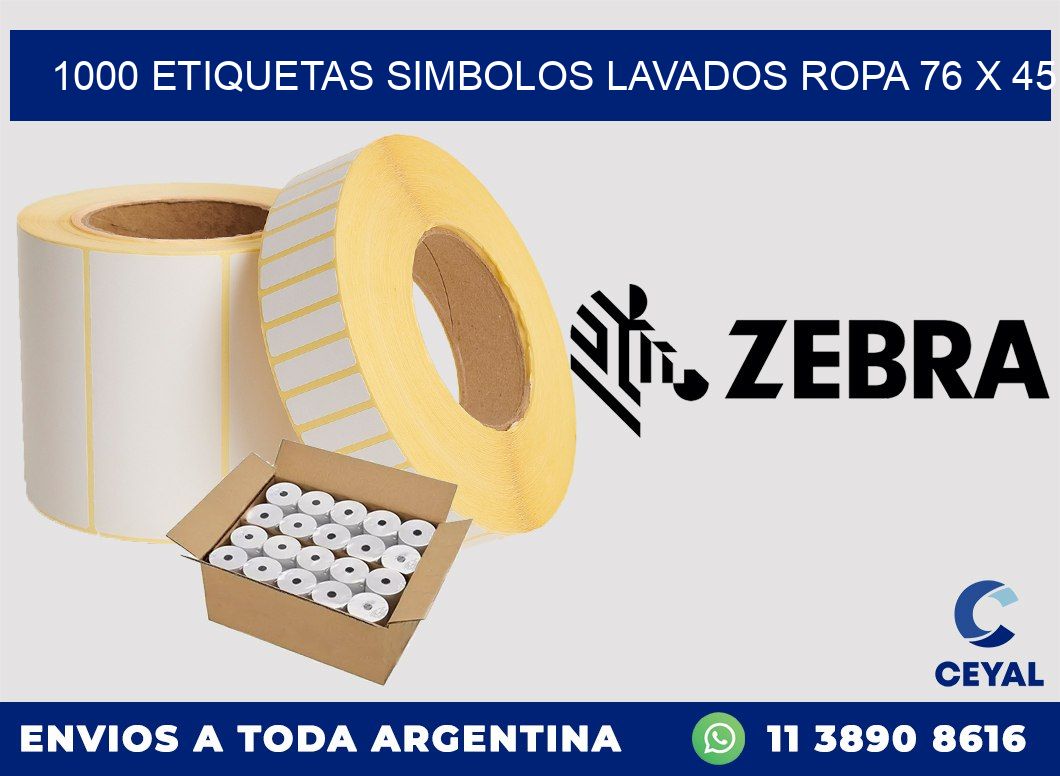 1000 ETIQUETAS SIMBOLOS LAVADOS ROPA 76 x 45