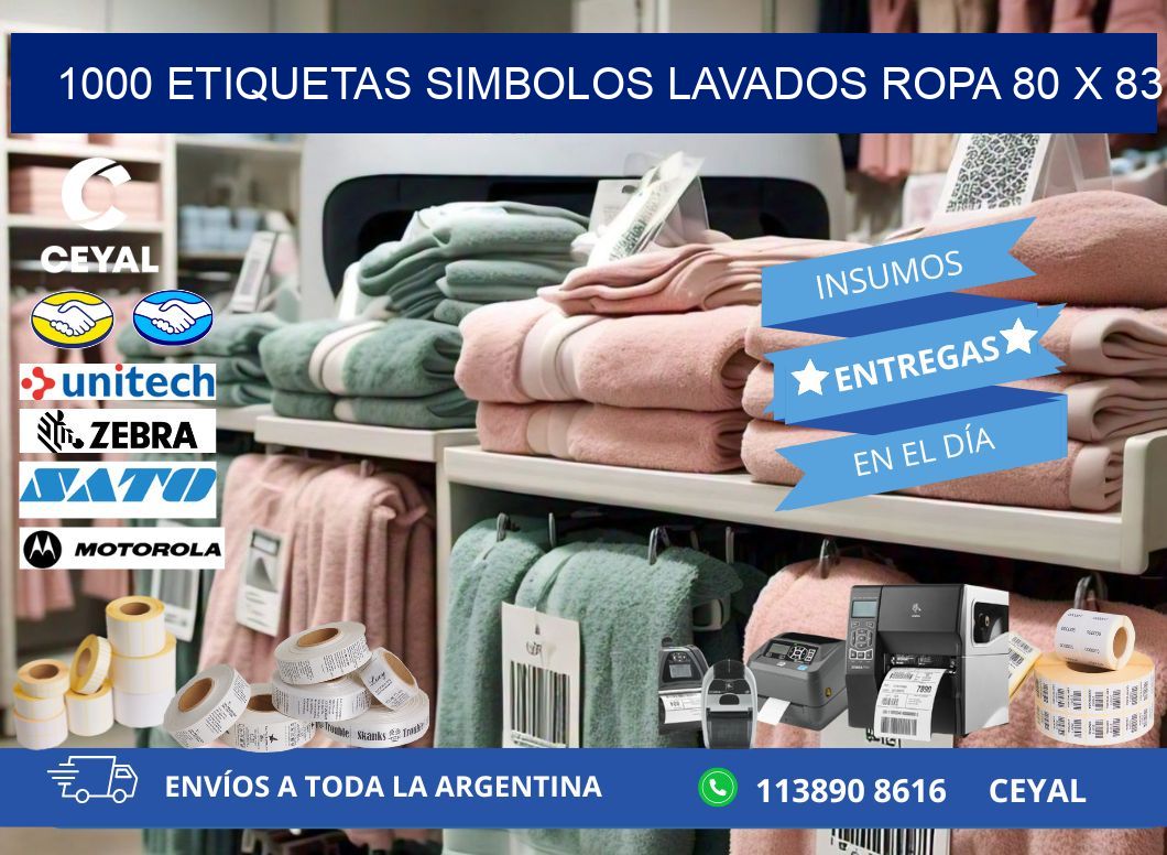 1000 ETIQUETAS SIMBOLOS LAVADOS ROPA 80 x 83