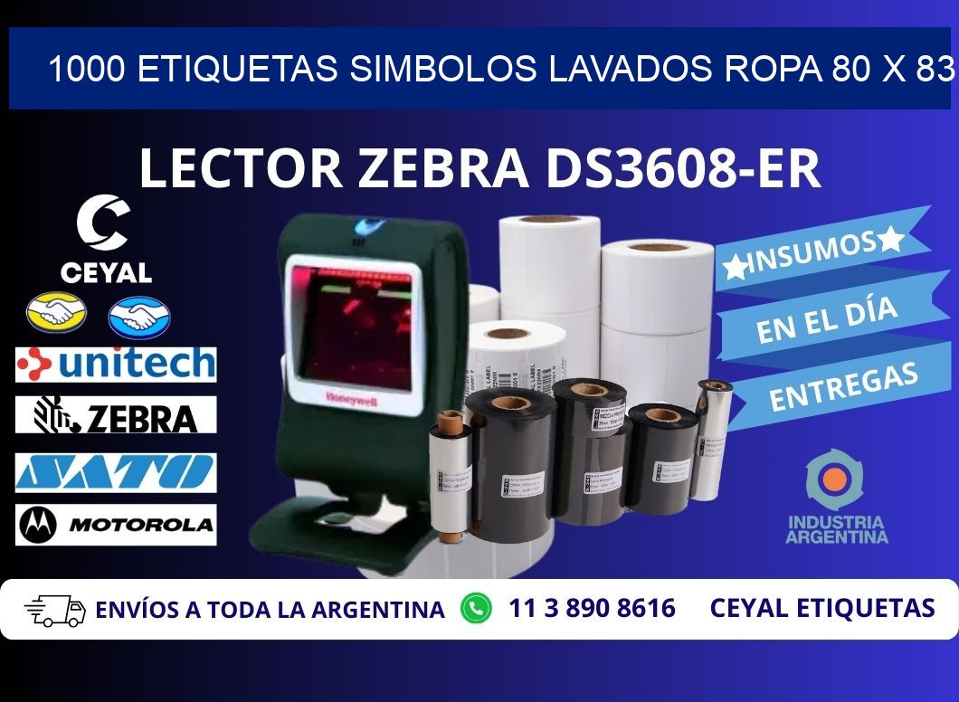 1000 ETIQUETAS SIMBOLOS LAVADOS ROPA 80 x 83