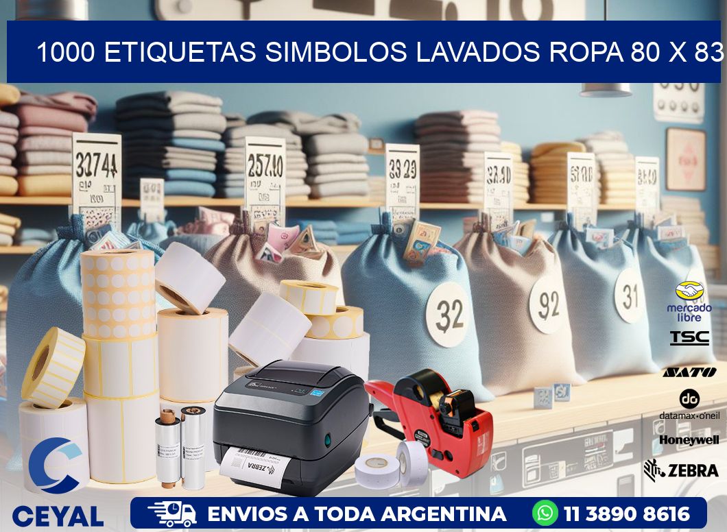 1000 ETIQUETAS SIMBOLOS LAVADOS ROPA 80 x 83