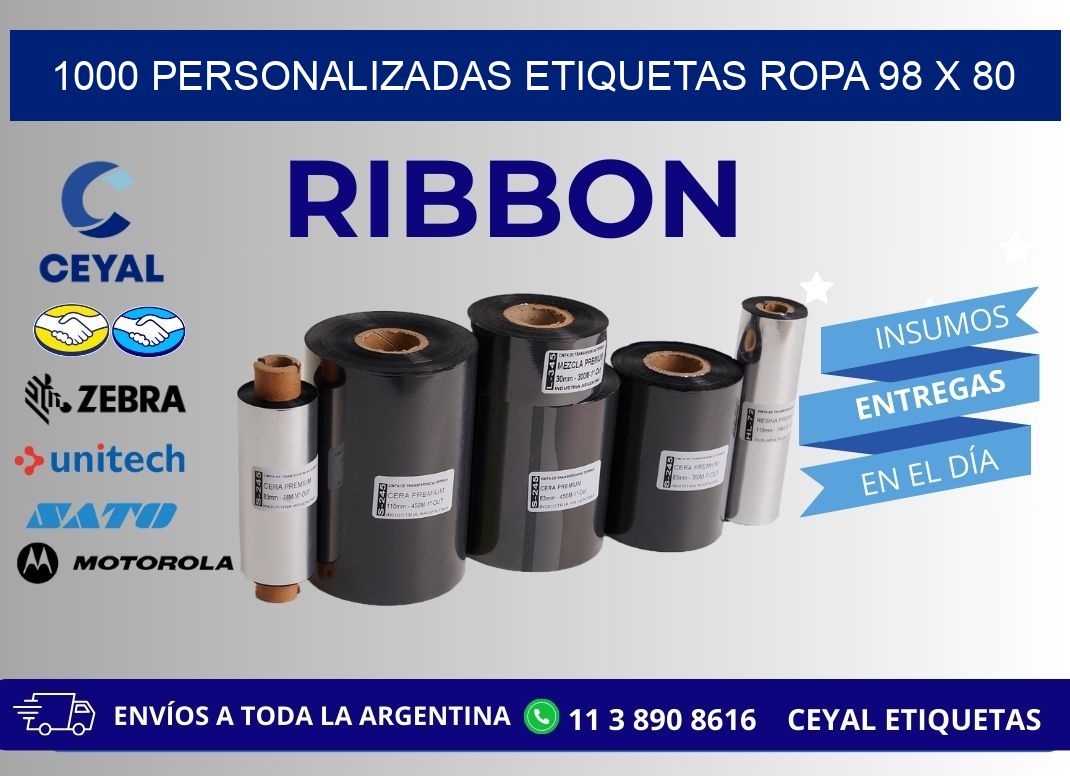 1000 PERSONALIZADAS ETIQUETAS ROPA 98 x 80
