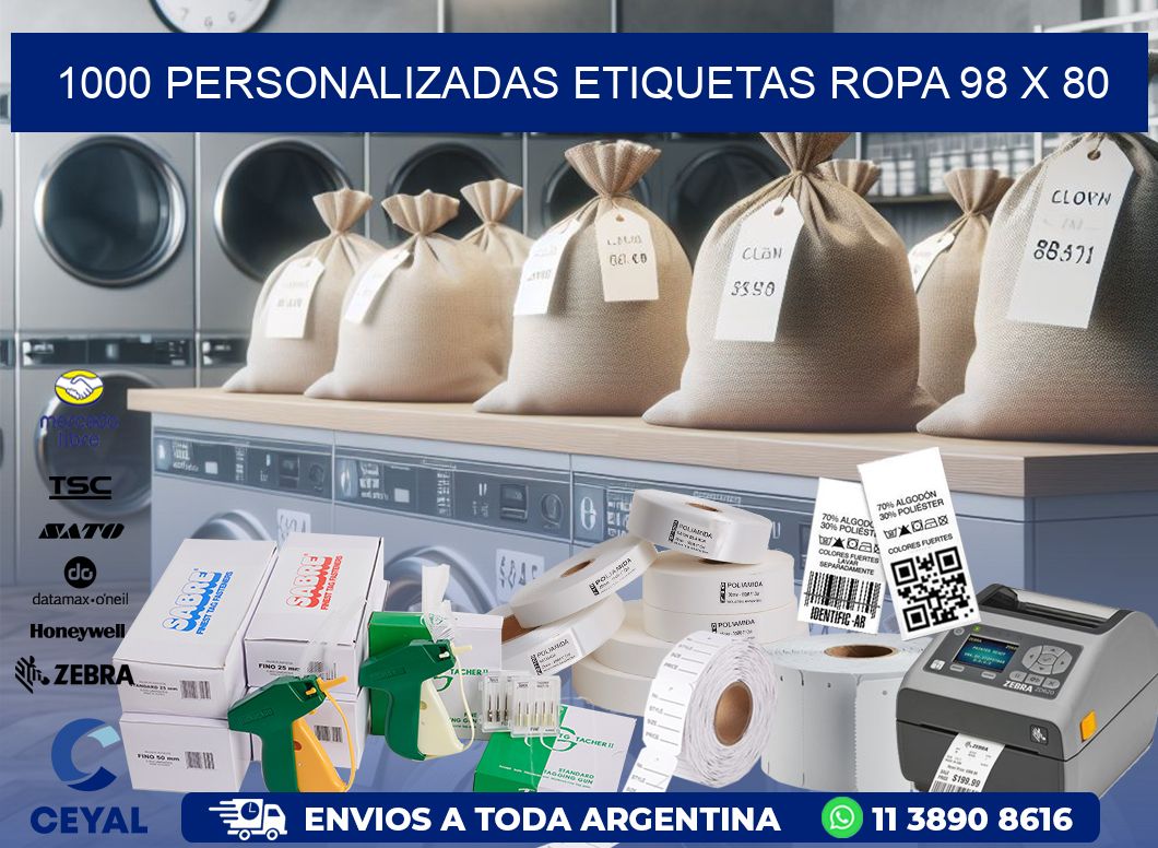 1000 PERSONALIZADAS ETIQUETAS ROPA 98 x 80