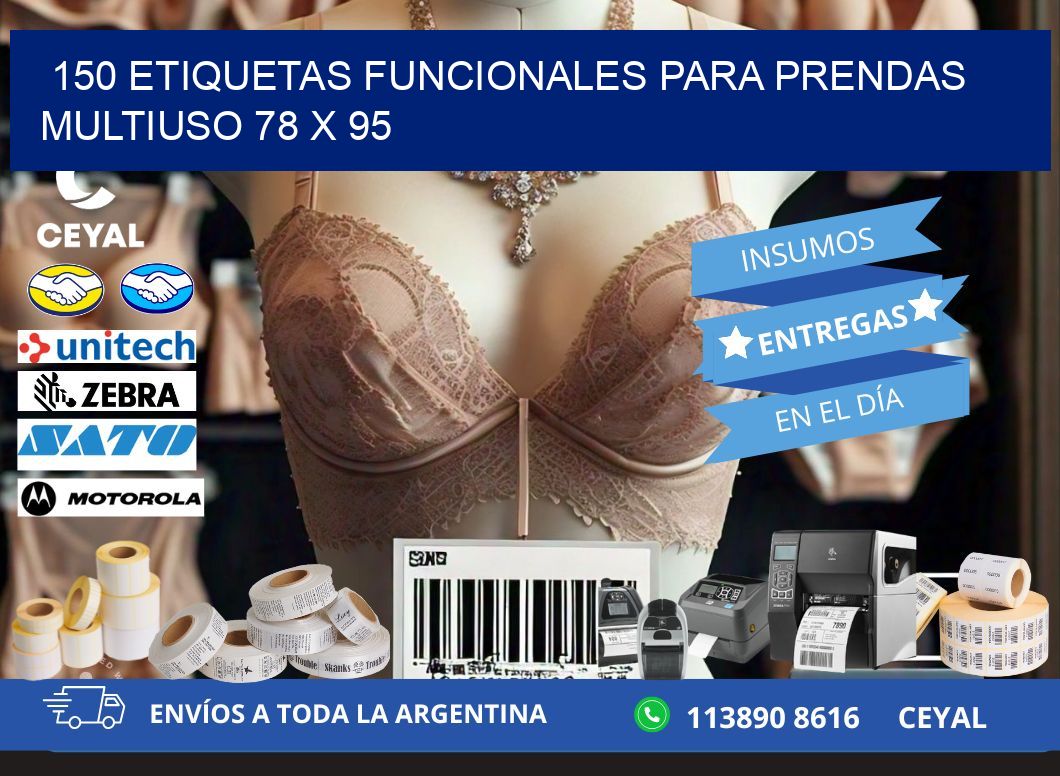150 ETIQUETAS FUNCIONALES PARA PRENDAS MULTIUSO 78 x 95