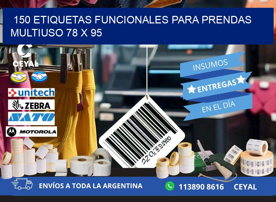 150 ETIQUETAS FUNCIONALES PARA PRENDAS MULTIUSO 78 x 95