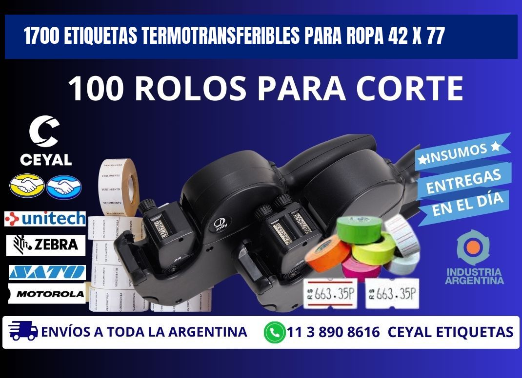 1700 ETIQUETAS TERMOTRANSFERIBLES PARA ROPA 42 x 77