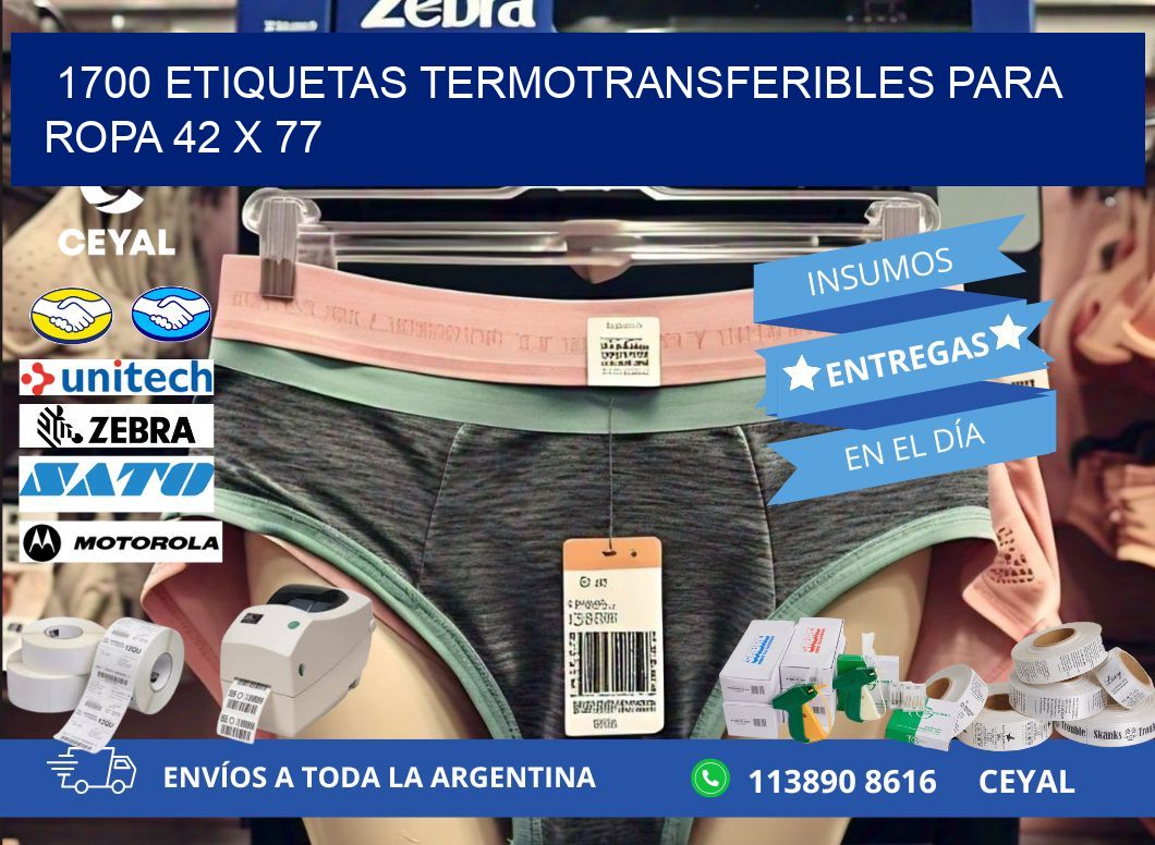 1700 ETIQUETAS TERMOTRANSFERIBLES PARA ROPA 42 x 77