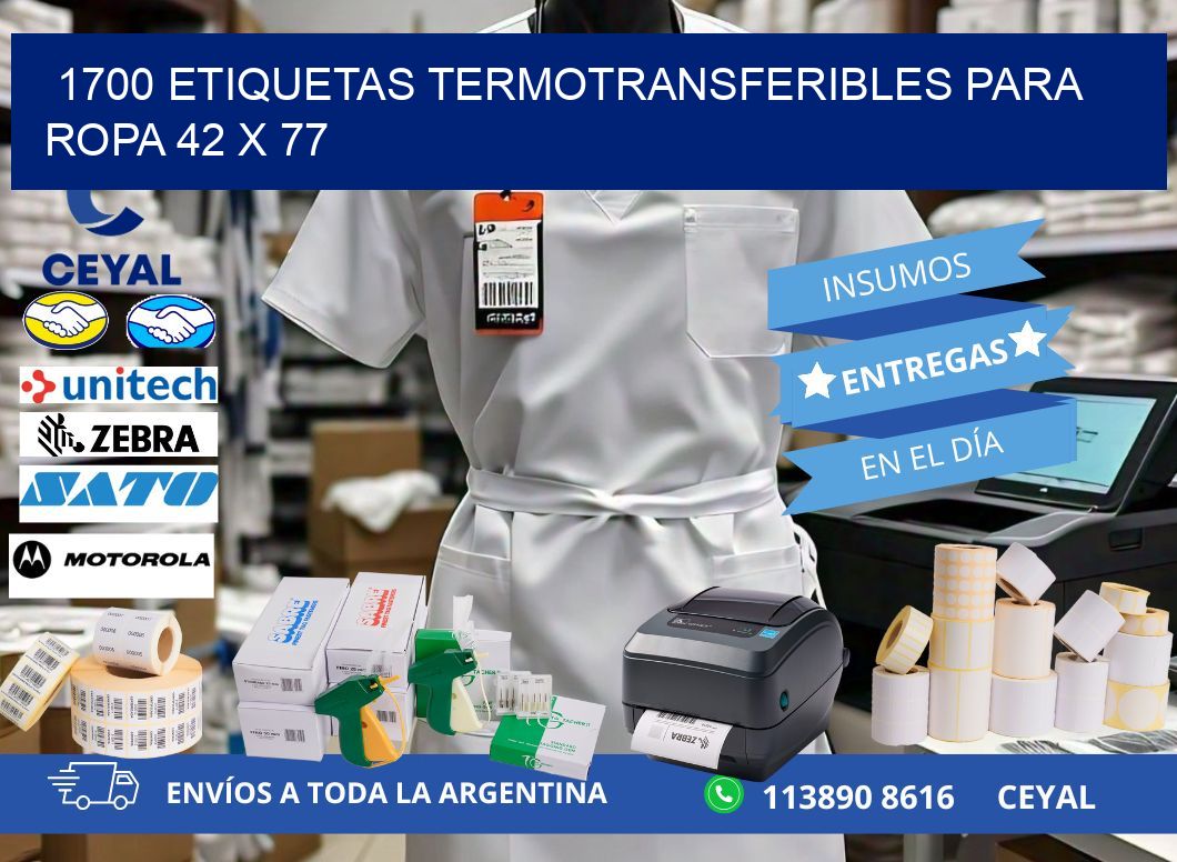 1700 ETIQUETAS TERMOTRANSFERIBLES PARA ROPA 42 x 77