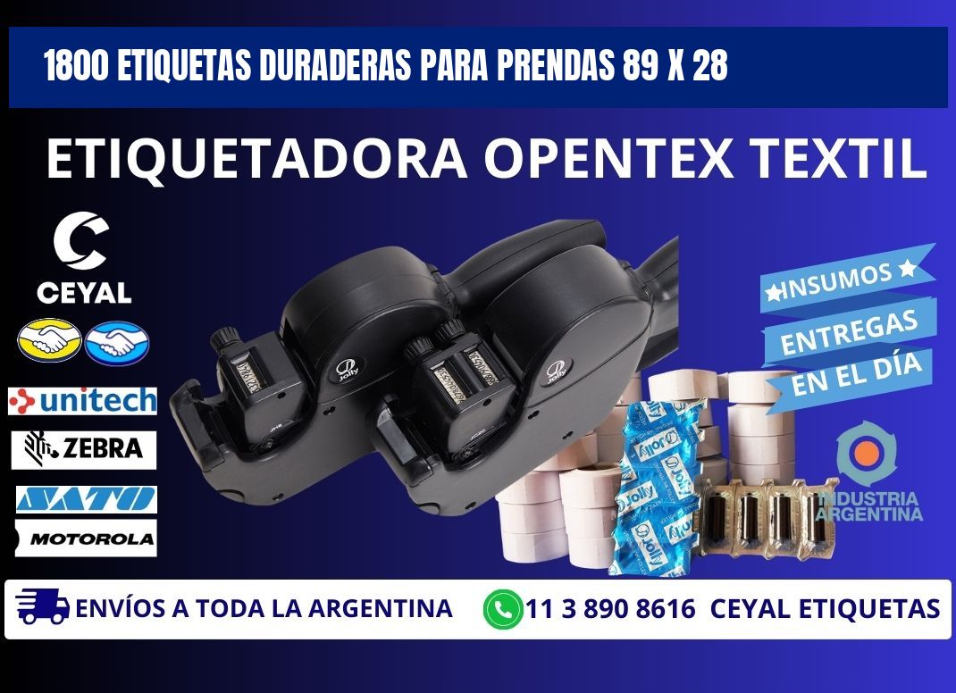 1800 ETIQUETAS DURADERAS PARA PRENDAS 89 x 28