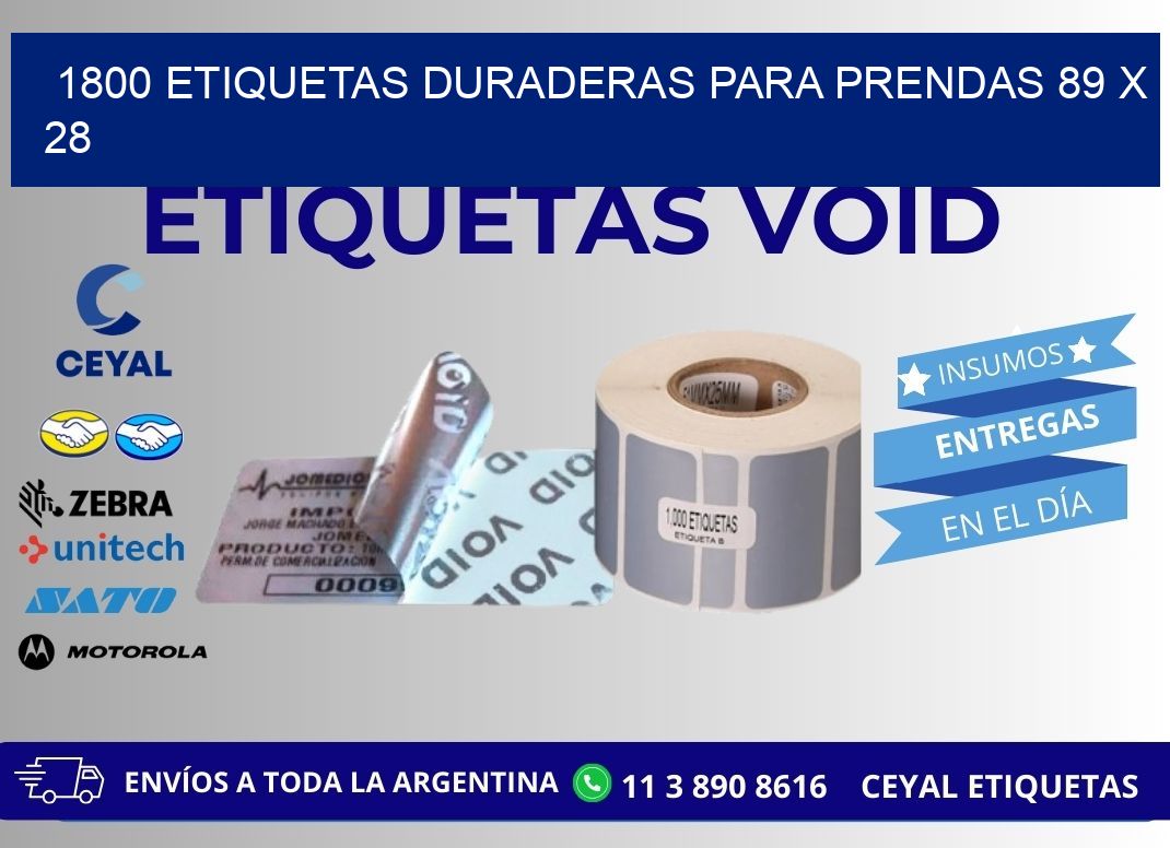 1800 ETIQUETAS DURADERAS PARA PRENDAS 89 x 28