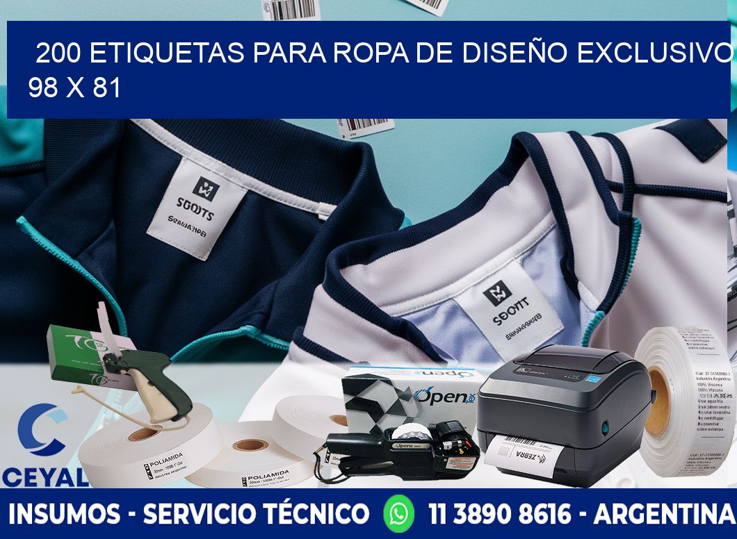 200 ETIQUETAS PARA ROPA DE DISEÑO EXCLUSIVO 98 x 81